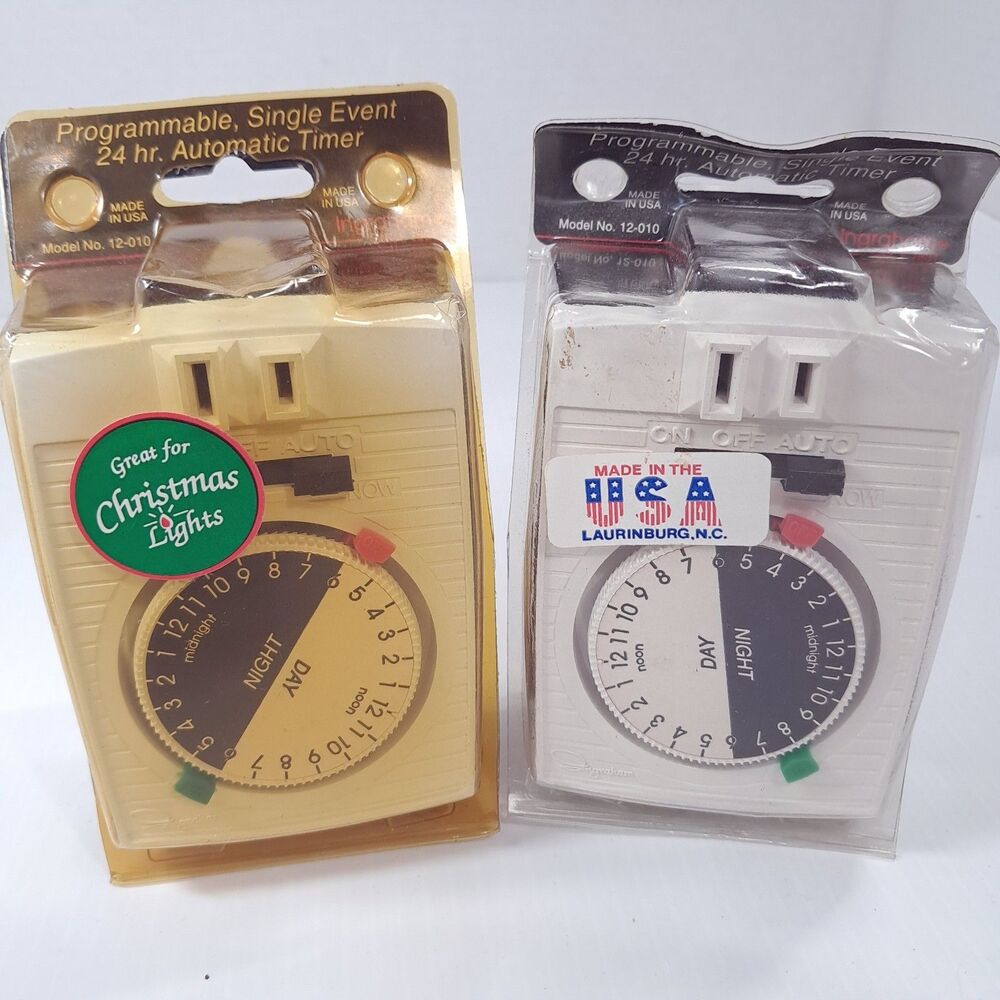 New Ingraham SET 2 Timer #12-010 24 hr automatic Lamp Christmas lights decor USA